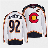 Men's Colorado Avalanche #92 Gabriel Landeskog White 2022-23 Reverse Retro Stitched Jersey Dzhi,baseball caps,new era cap wholesale,wholesale hats